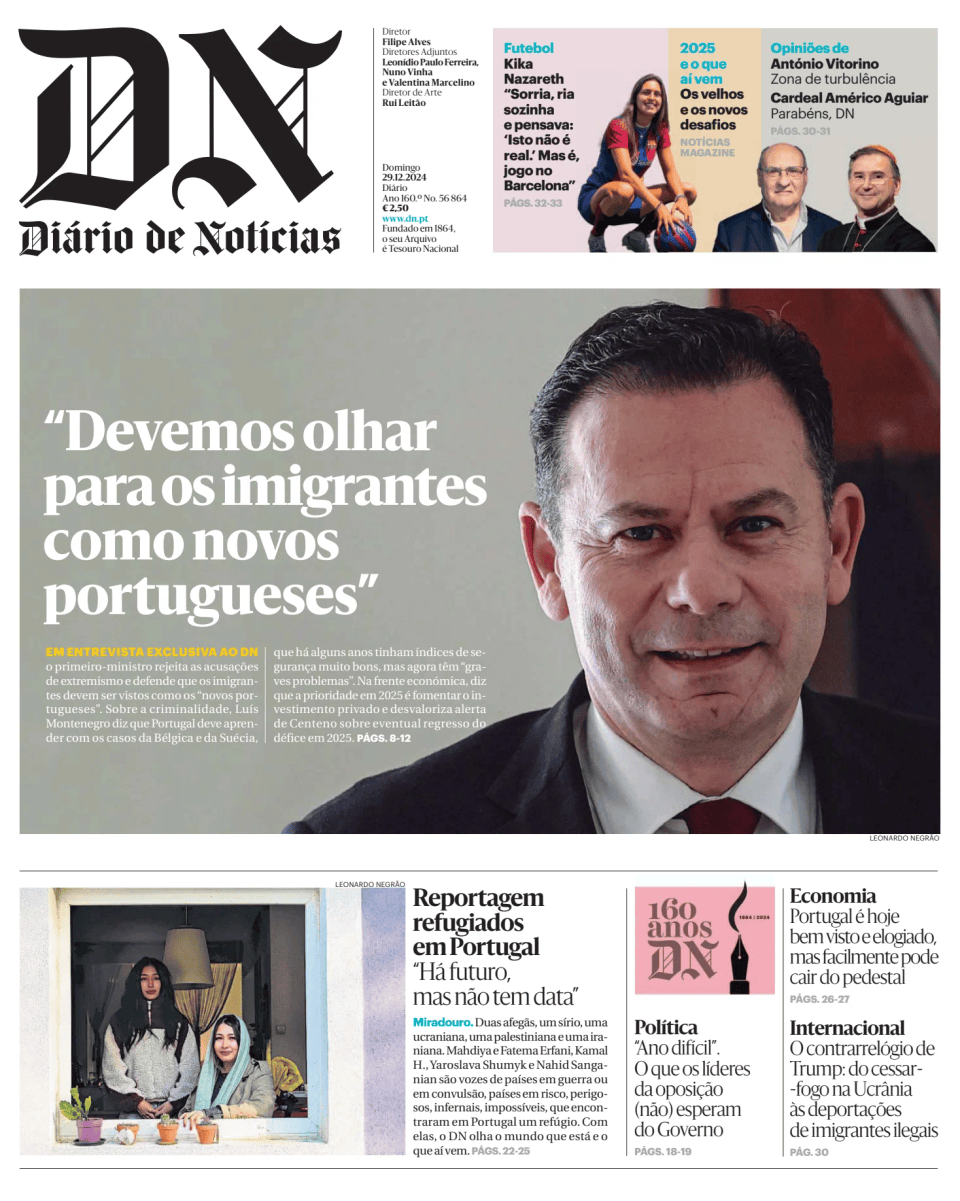 Prima-pagina-Diario de Noticias-edizione-di-oggi-